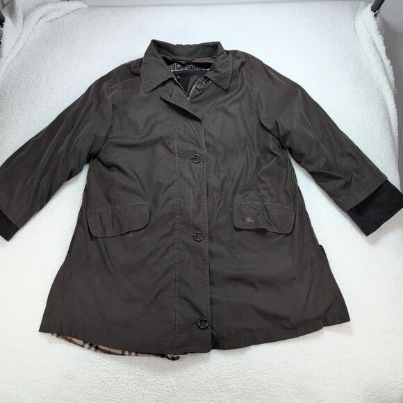 Vintage Burberry Coat Size Large Lined Button Front Nova Check Classic READ - Picture 9 of 15